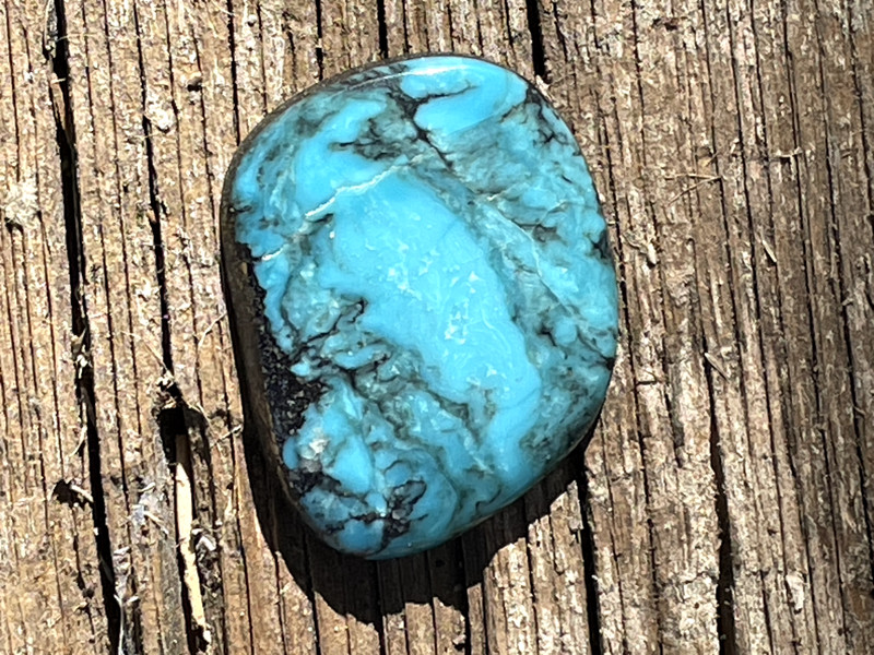 LARGE AUTHENTIC Bisbee Turquoise Cabochon 25mm x 20mm x 2mm 7.5 Carats Backed