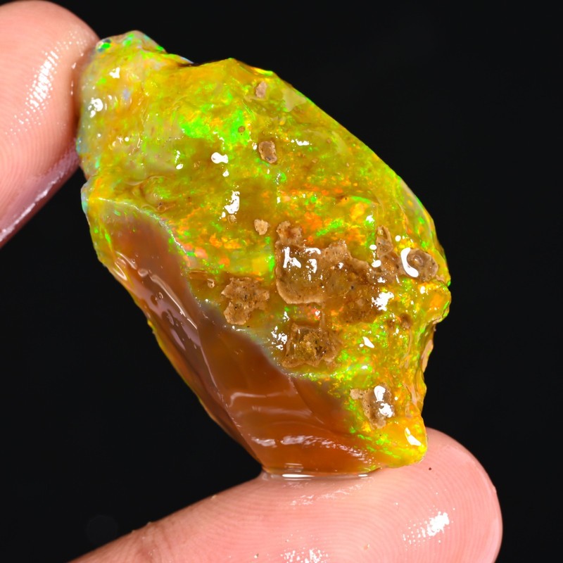 70 Ct Top Quality Of Ethiopian Welo Fire Opal Oil Rough Gemstone 42X23X16 MM