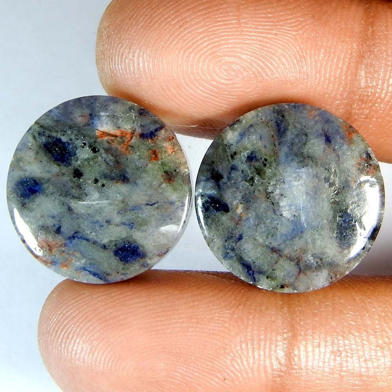29.70Cts100%Natural Blue Sodolite Round Pair Cabochon Loose Gemstone
