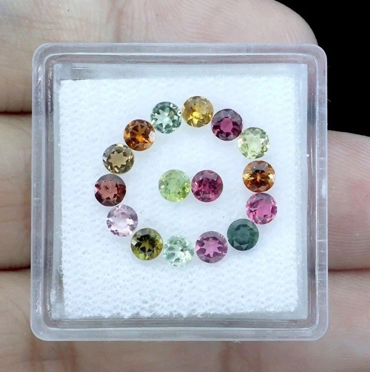 16pcs Mandala Round Cut Natural Multi Color Tourmaline 2.9mm Lot Gemstone 1.78CT