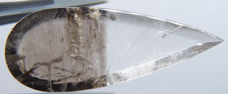 IP25 Tear drop quartz 30.55ct 17x44x5mm pear shape bicolor smoky pendant