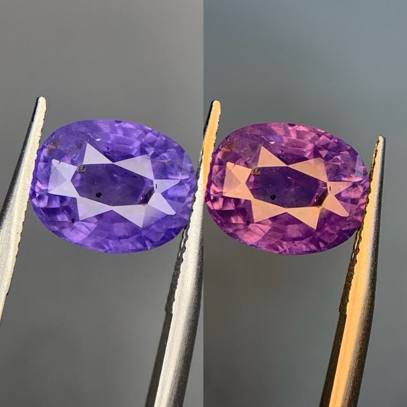 Natural Color Change Sapphire Faceted Oval Cut Loose Gemstone -3.91 Carats