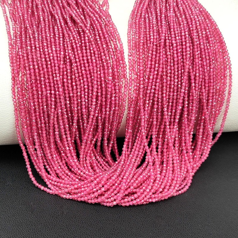 Natural Pink Tourmaline Gemstone 2 mm Size Faceted Round Spacer Beads 13" Strand gallery
