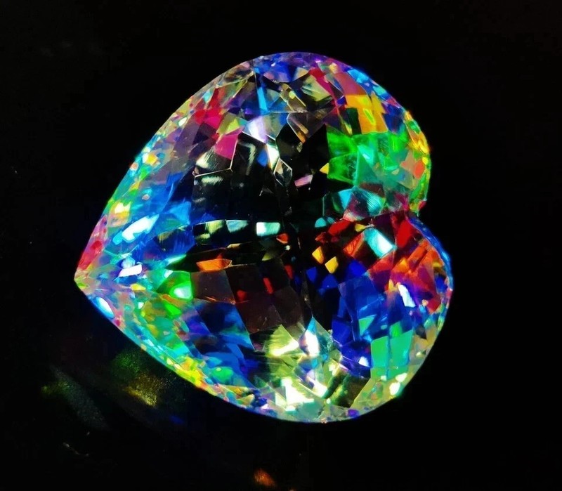 Natural 102 Ct Amazing Rainbow Color Heart Cut Mystic Topaz Certified Gemstone gallery