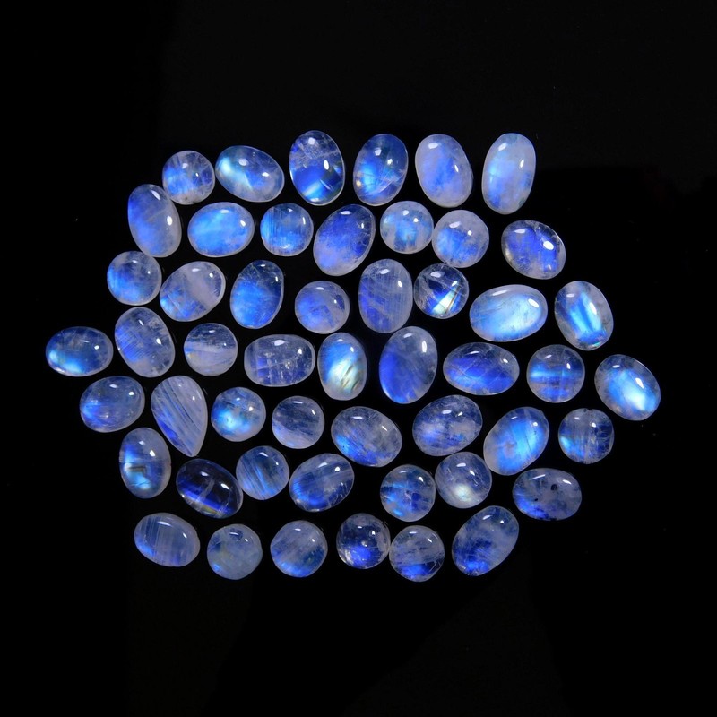 51Pcs 113Cts Natural Rainbow Moonstone Gemstone Cabochon Lot 6×8-8x11mm#14033