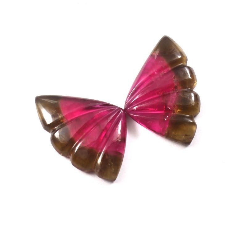 Loose Gemstone Natural Bio Tourmaline Butterfly Wings, Hand Carved A466
