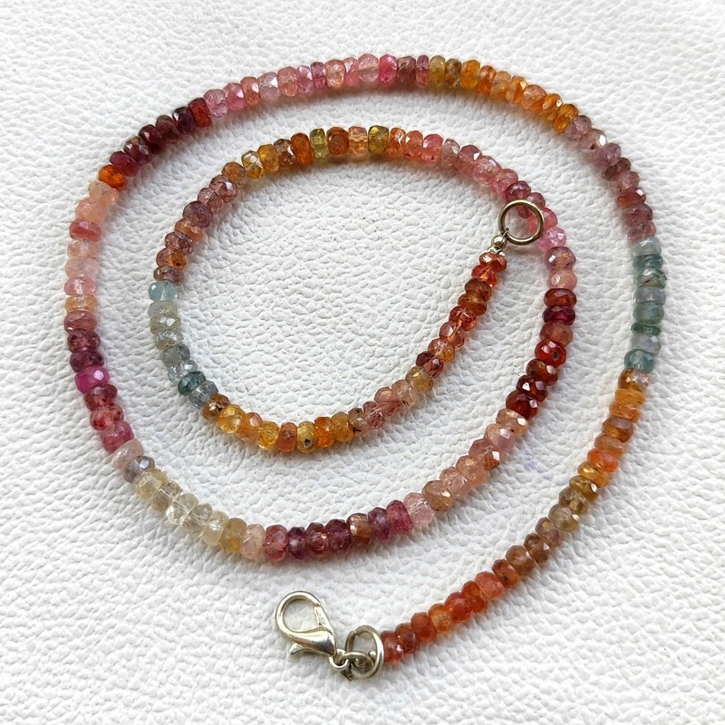 Multi Color Spinel 4-5mm Faceted Rondelle Gemstone Necklace 18" Sri Lanka gallery