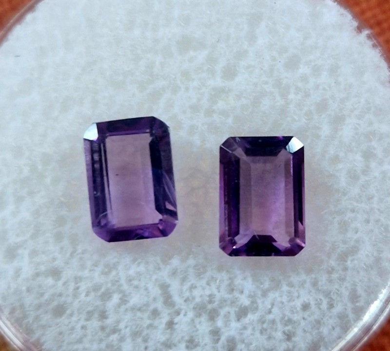 Natural Purple Amethyst Emerald Cut Pair 2.40ct Loose Gemstones