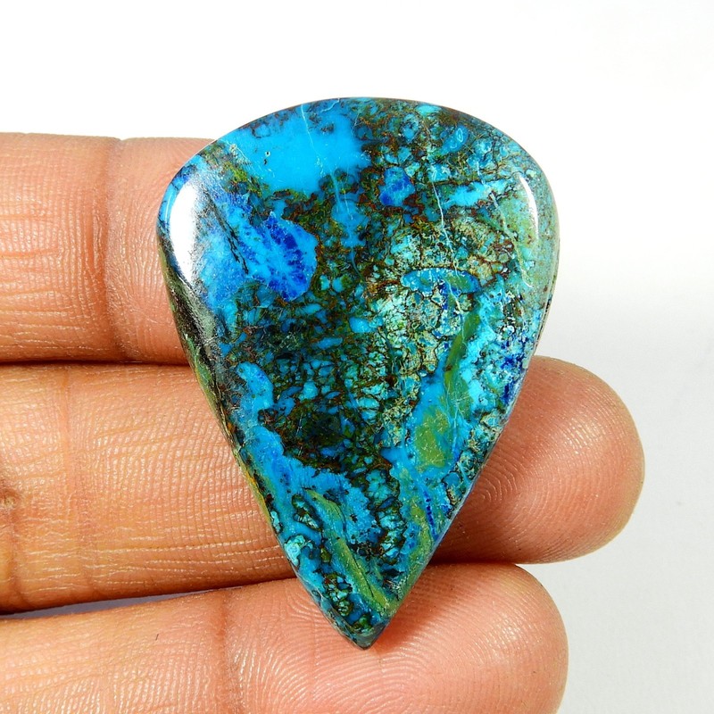 Natural Blue Green Shattuckite Cabochon Pear Shape Gemstone Loose 51 Cts ST-89 gallery