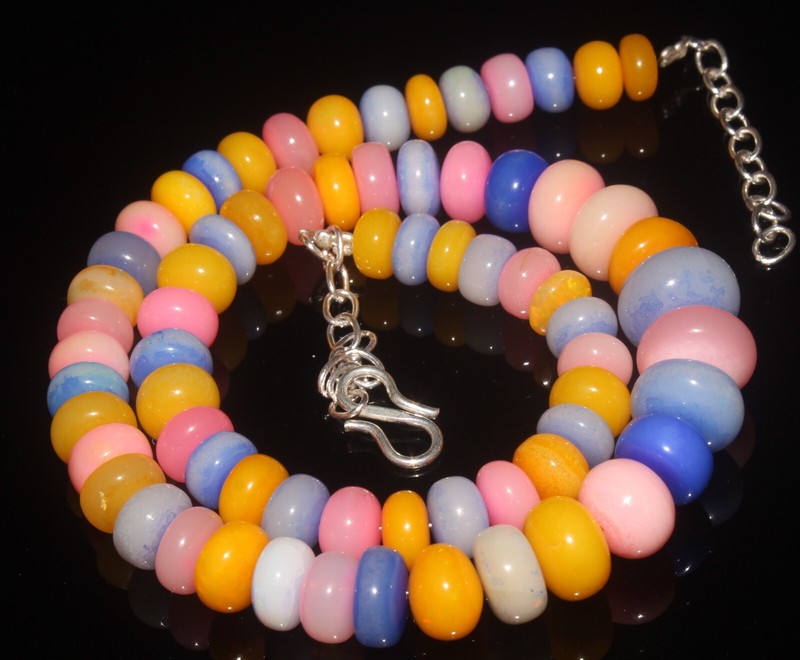 Multi Ethiopian Opal Rondelle Beads Necklace Natural Gems Different Variations