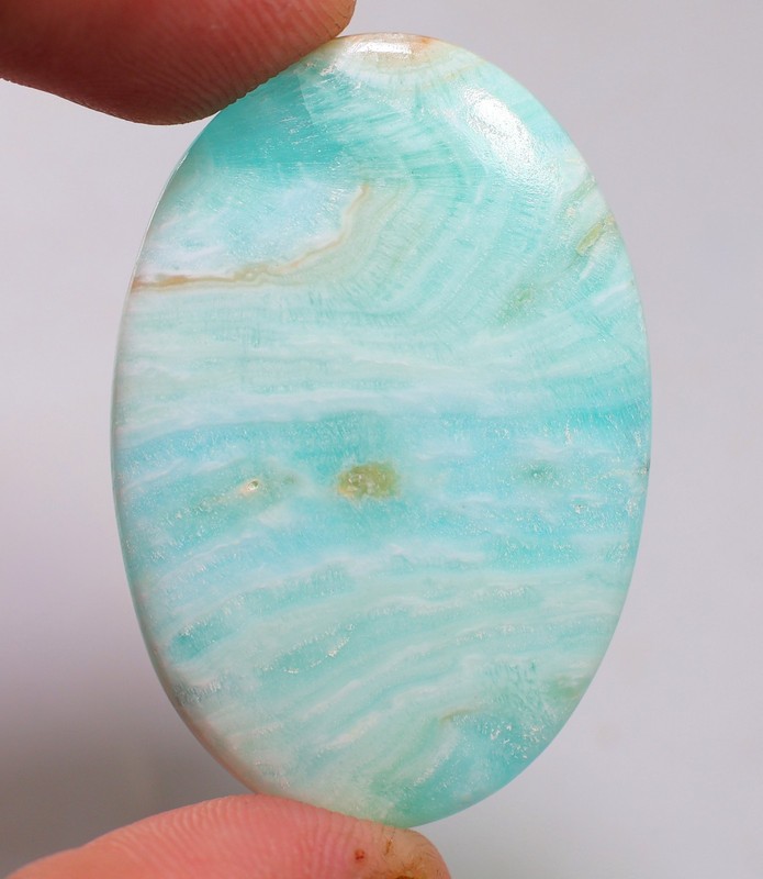 65 Ct 5X30X43 mm Natural Aqua Blue Aragonite Oval Cabochon Gemstone HO-15
