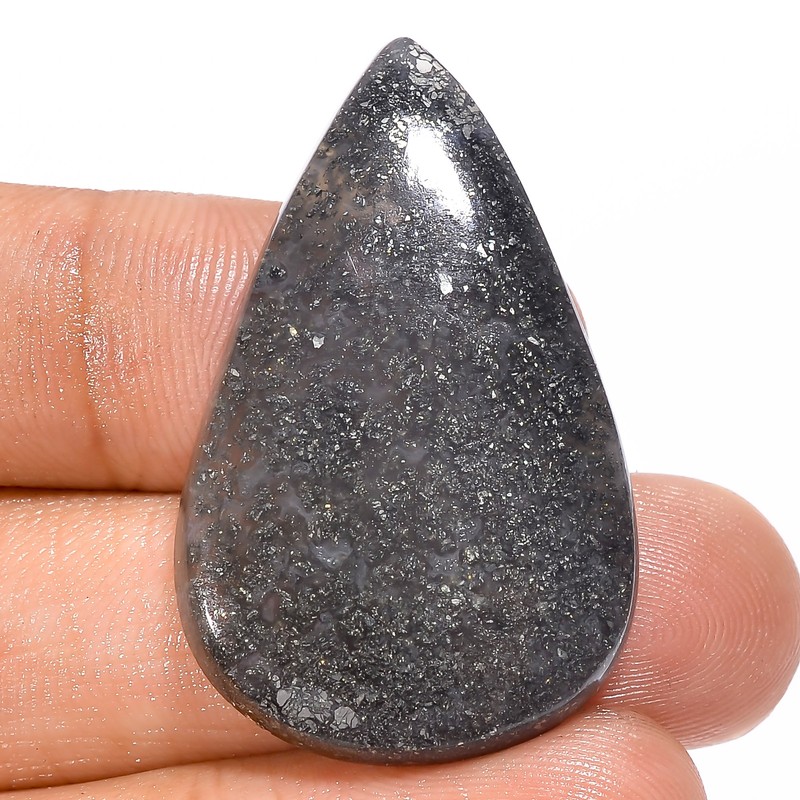 Natural Marcasite Agate Pear Shape Cabochon Gemstone 30.5 Ct 36X22X5 mm EE-34042