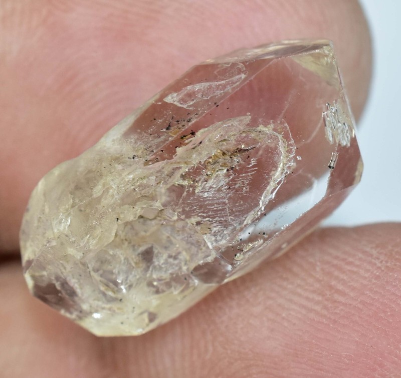 8.70 Ct Rare Herkimer Diamond Water Clear Quartz Crystal Anthraxolite Gemstone