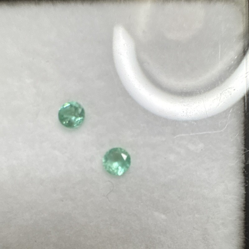 Natural Green Emerald Round Cut Loose Gemstones Pair 2 Pieces