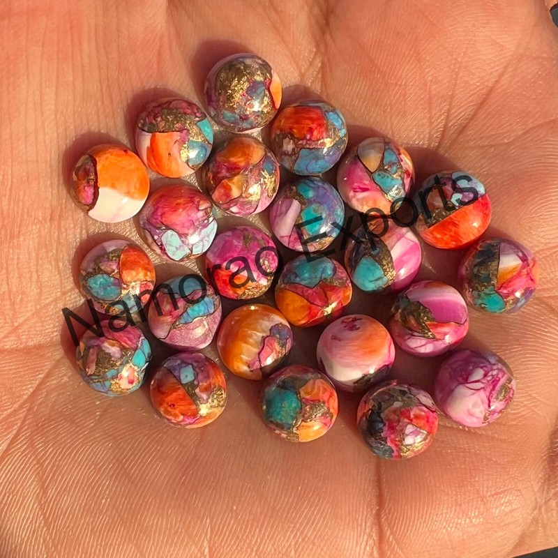 Pink Spiny Oyster Copper Turquoise Round 6 to 20 mm Cabochon Loose Gemstone Lot