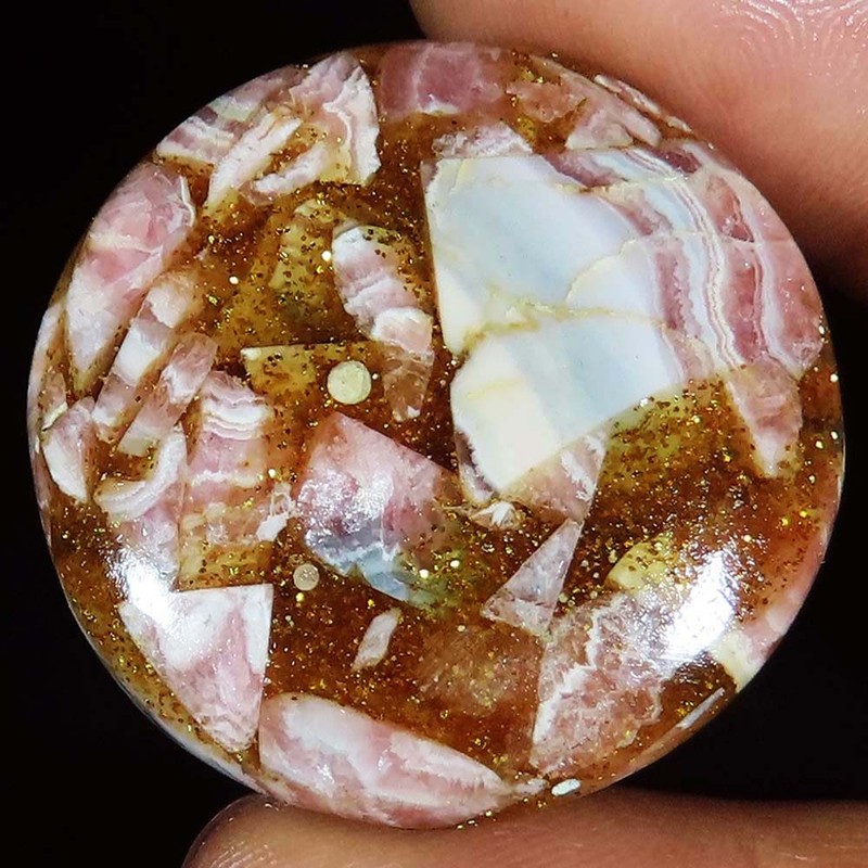 Copper Rhodochrosite Round Cabochon Healing Gemstone 57.25 Ct 35.00×5 mm Br125