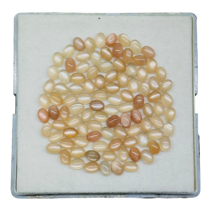 100 Pcs Natural Peach Moonstone 7x5mm Oval Cabochon Gemstones Wholesale Lot gallery